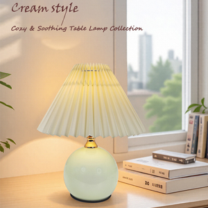 Pleated Cream Table Lamp